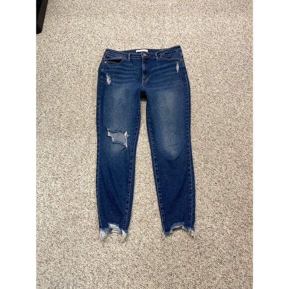 15/31 Kancan High Rise Distressed Skinny Raw Fray Hem - Picture 1 of 6